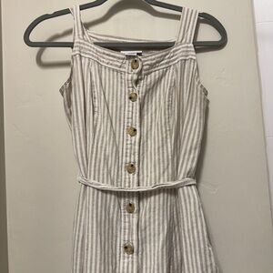 Linen Striped Button-Down Dress